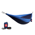Double Deluxe Hammock w/Straps - Navy/Light Blue