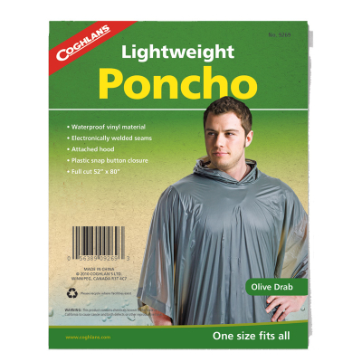 Vinyl Poncho - Olive Drab     Full Cut 52Inch x 80Inch  (132 x 203cm)