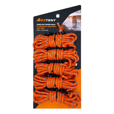 Long Guy Rope with Clip (Reflective) 5 Pack